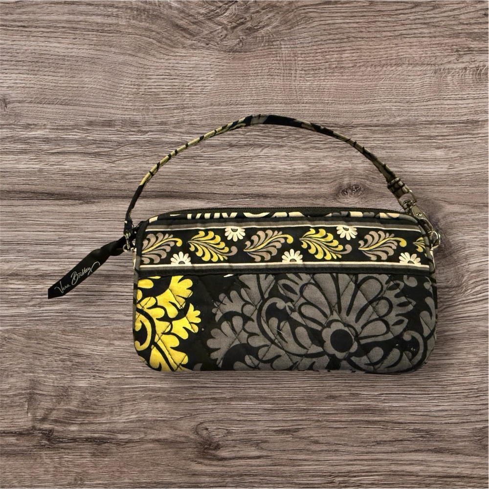 Vera Bradley Black and Yellow Floral Women's wristlet